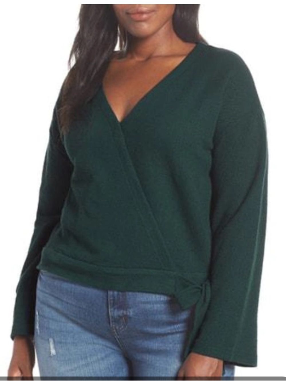 Madewell Texture & Thread Deep Teal V-Neck Wrap Top